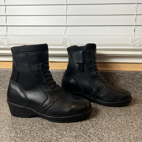 Sedici Street Riding Motorcycle Black Leather Mid Calf Boot Zip/Snap Womens Sz 6 - Picture 3 of 12